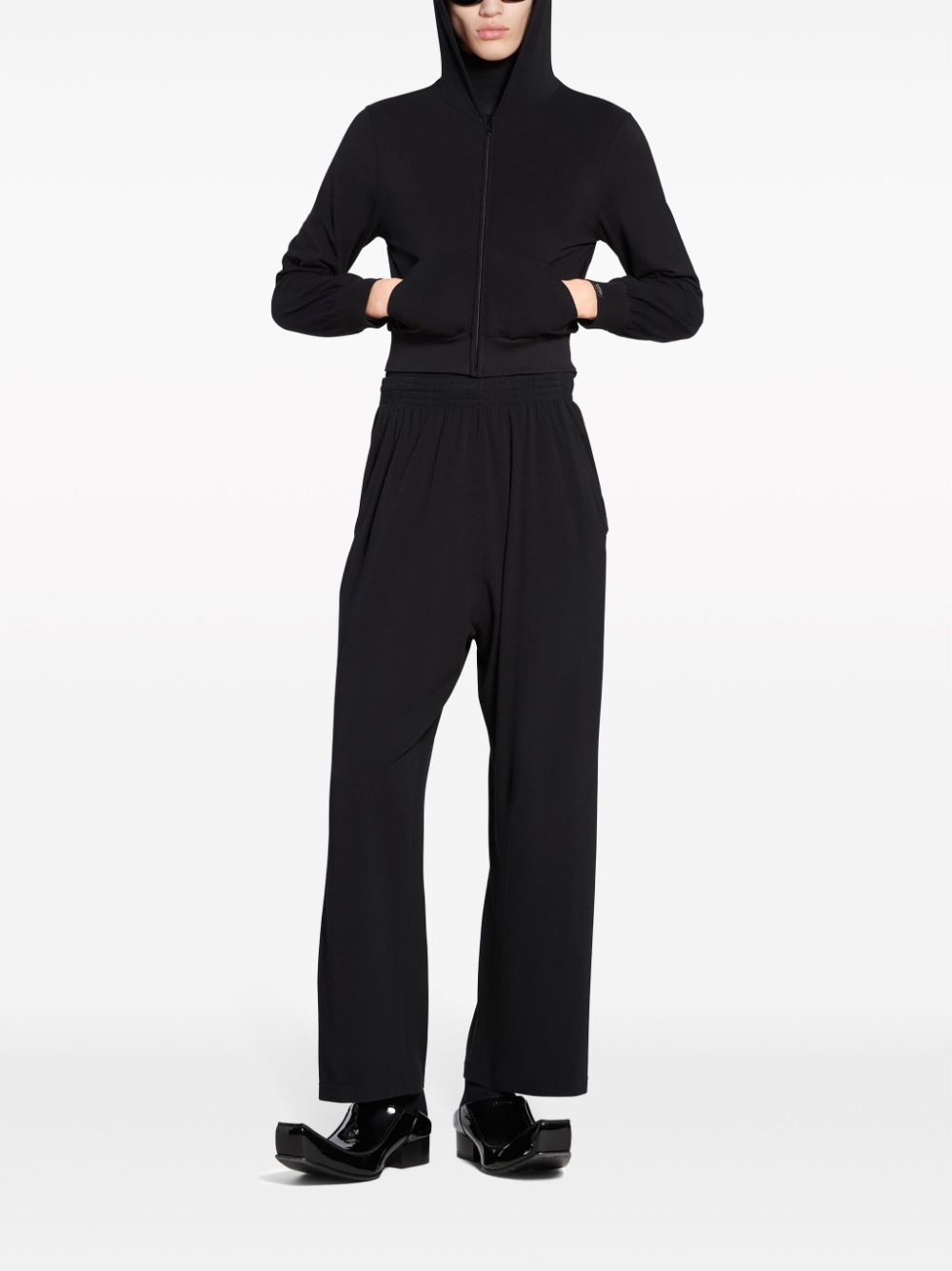 Shop Balenciaga Zip-up Cotton Hoodie In Black