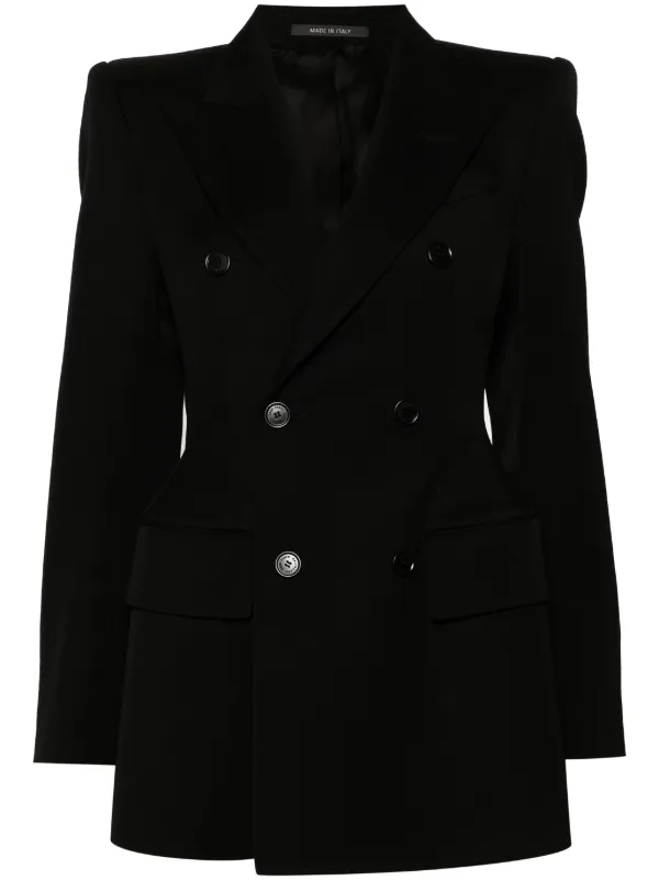 【送料&関税込】Balenciaga Hourglass Double-breasted Jacket Hourglass double-breasted wool blazer in black - Balenciaga