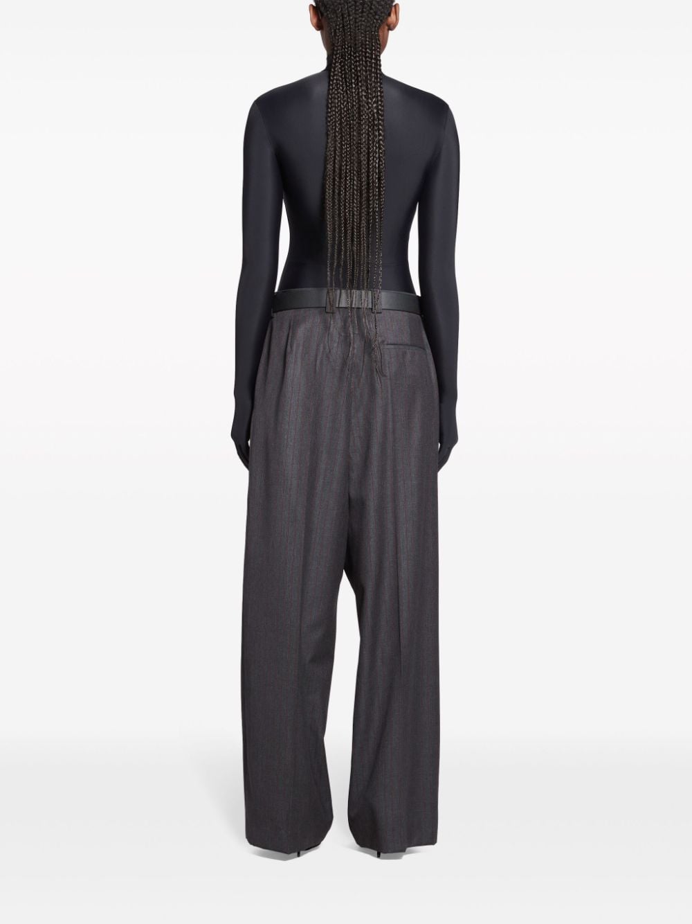 Shop Balenciaga Pinstriped Tailored Trousers In Grey