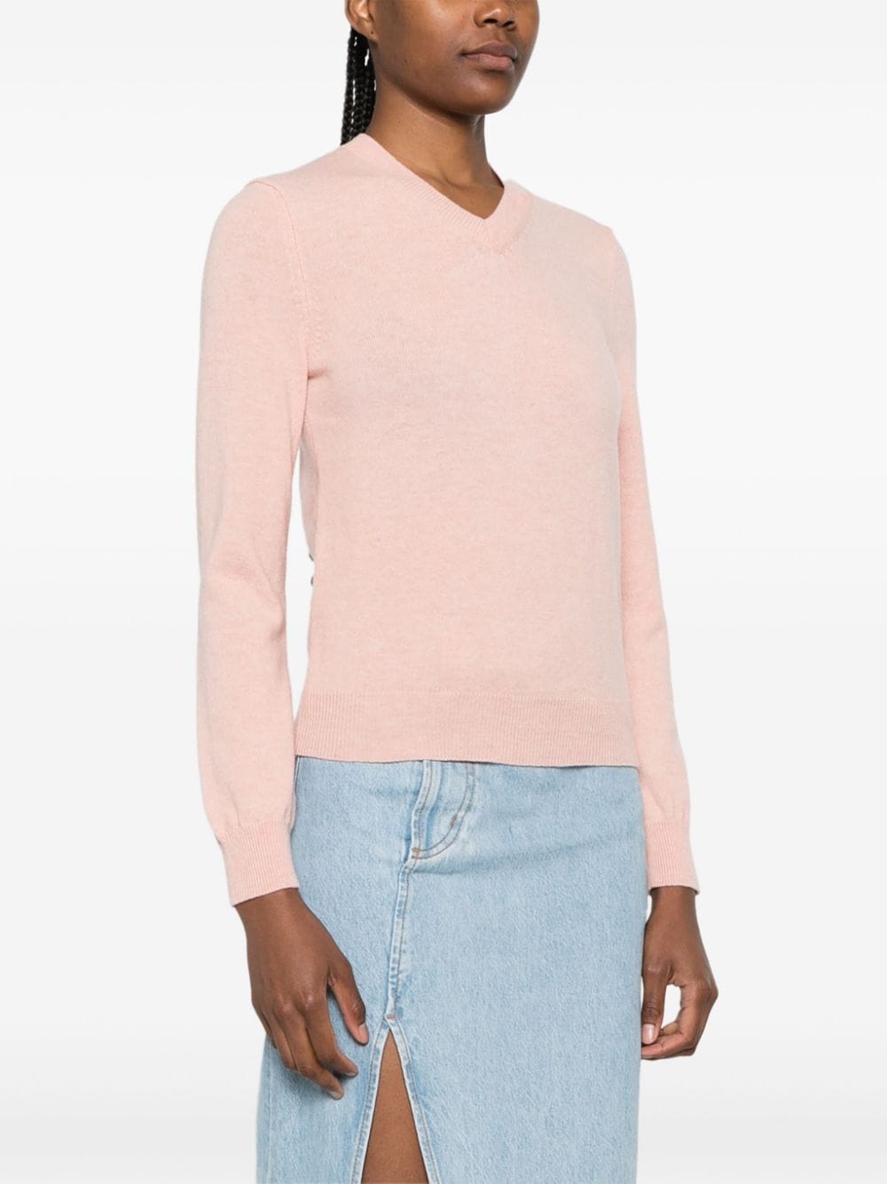 Shop Comme Des Garçons Play Heart Logo Wool Jumper In Pink