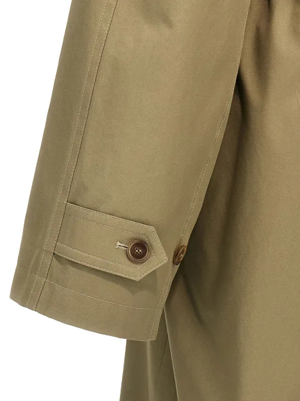 Balenciaga Collarless Belted Cotton Trench Coat | Neutrals
