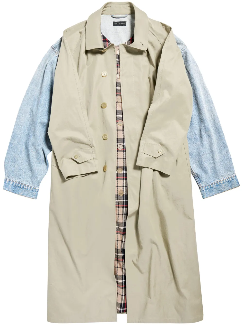 Balenciaga Asymmetric Layered Jeans Coat In Neutral