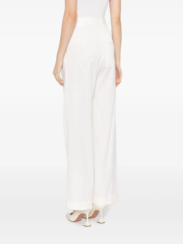 【返品?交換対象商品】 White | Trousers straight-leg Wool high-waist Casablanca | BH FARFETCH パンツ