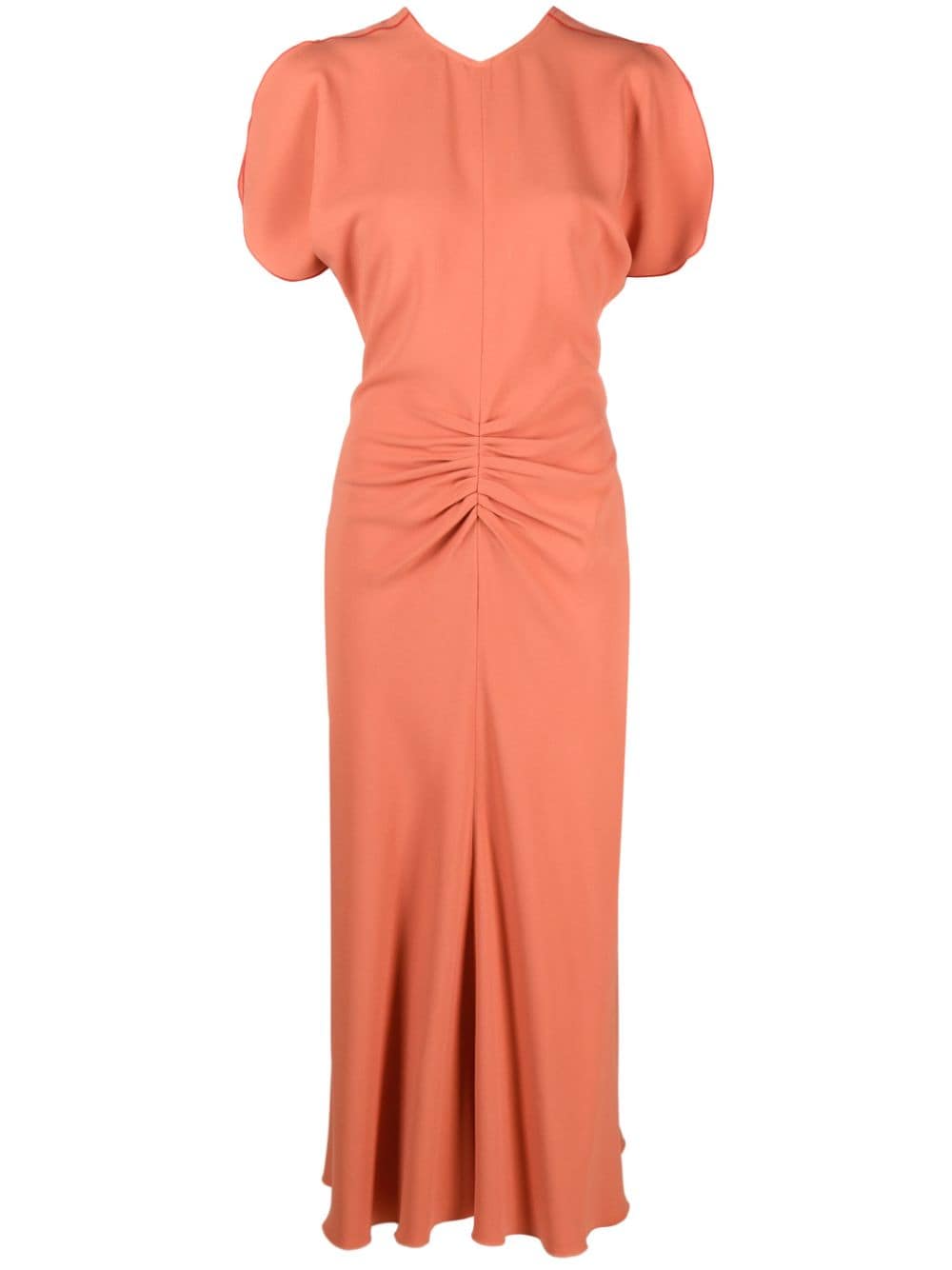 Victoria Beckham Contrast-trim Draped-detail Midi Dress In Orange