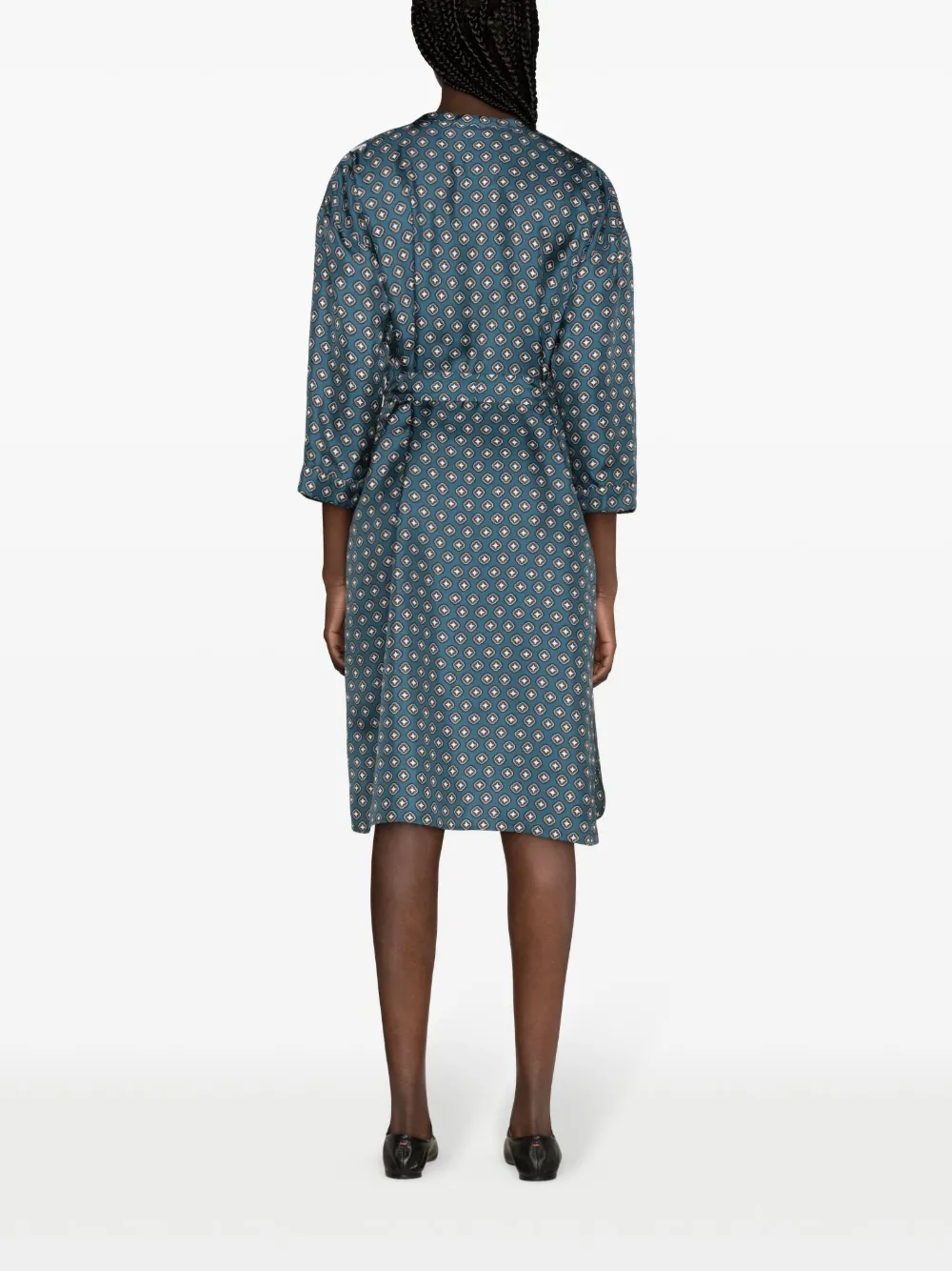 S Max Mara Timetwill Geometric-pattern Silk Kaftan Dress In Blue