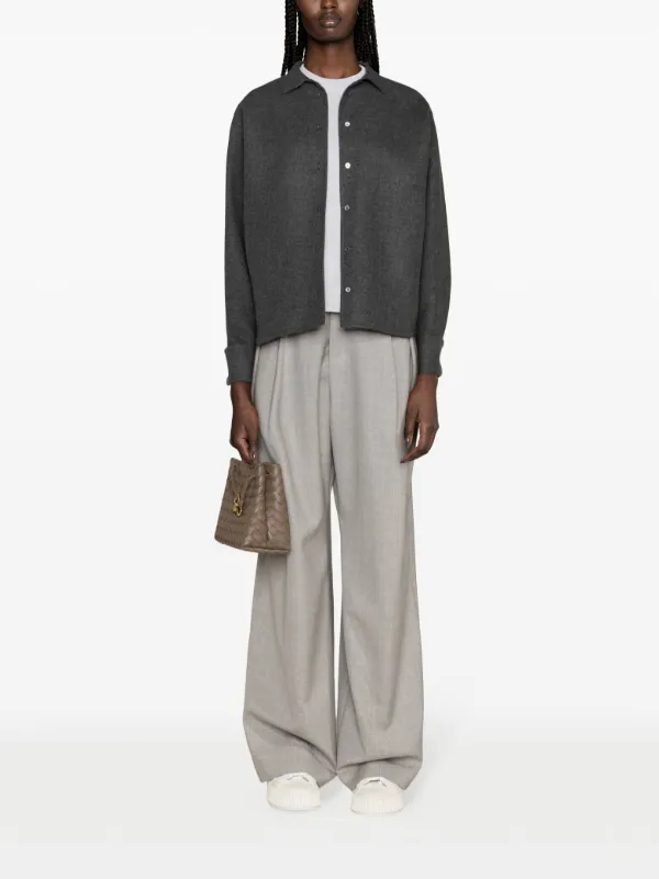 Max Mara Abadan felted-finish Shirt Jacket | Grey | FARFETCH CA