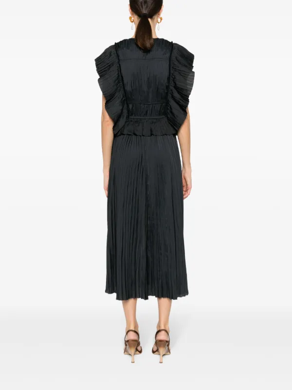 Black pleated midi dress best sale