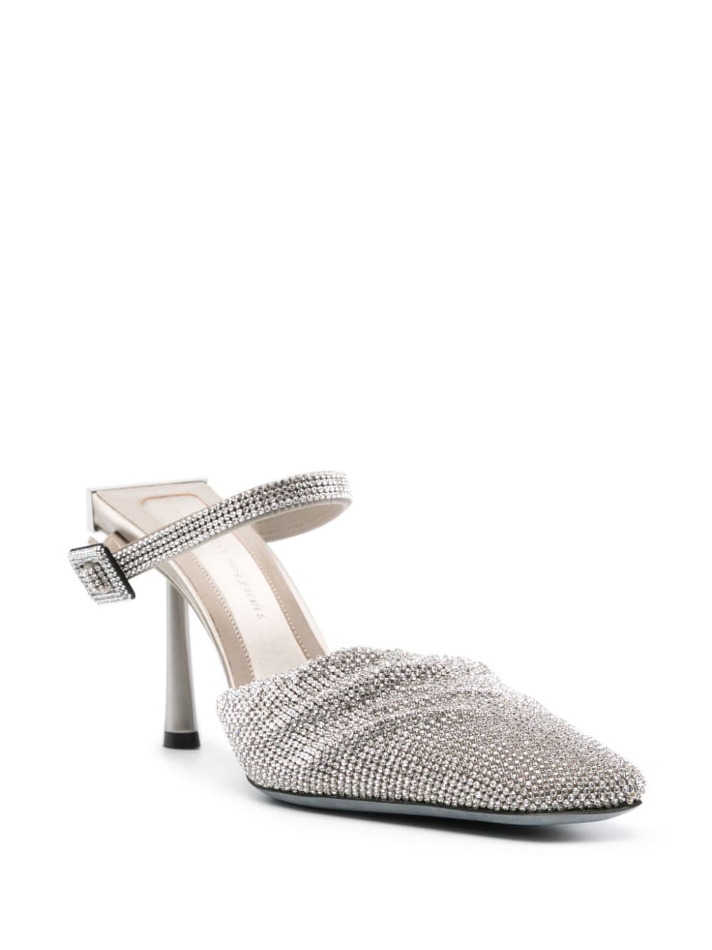 Shop Benedetta Bruzziches Elena 100mm Crystal-embellished Mules In Grey