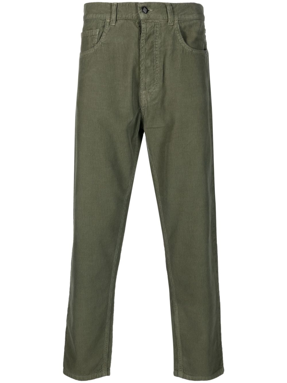 AMISH button-fastening cotton straight-leg trousers - Green