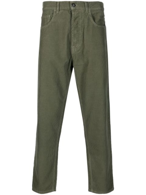 AMISH button-fastening cotton straight-leg trousers 