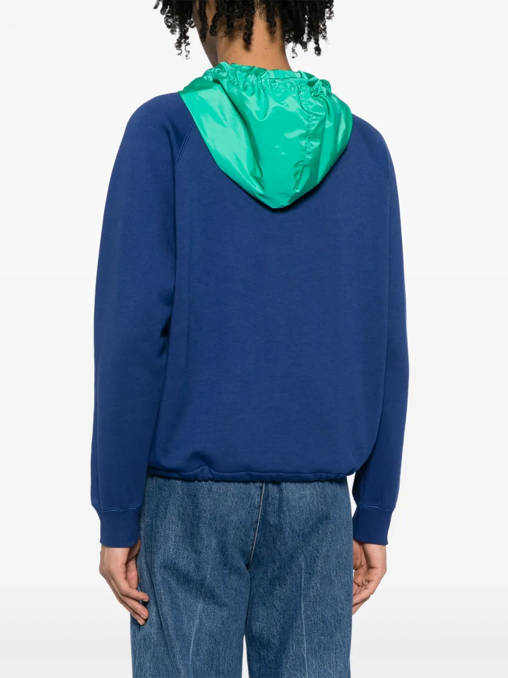 Shop Valentino Always Layered-effect Cotton Hoodie In Blue