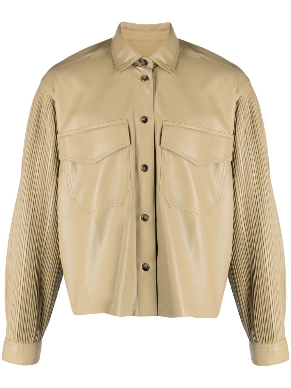Nanushka Gavyn pleated faux-leather jacket Beige