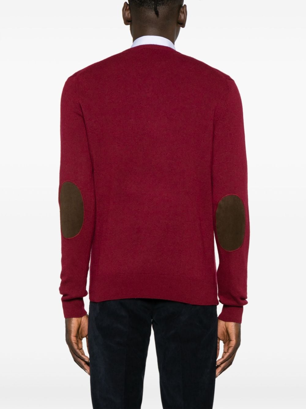 Shop Hackett Elbow-patches V-neck Jumper In Purple