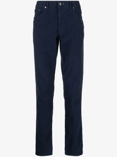 Hackett London Moleskin logo-patch straight-leg cotton trousers