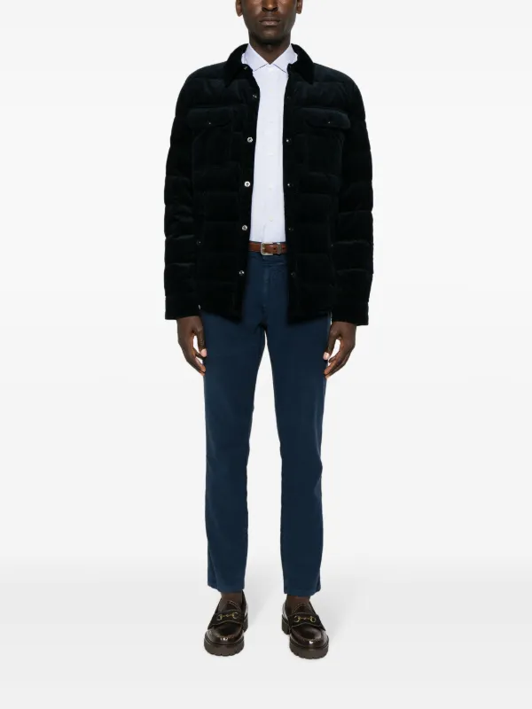 Hackett Moleskin logo-patch straight-leg Cotton Trousers | Blue