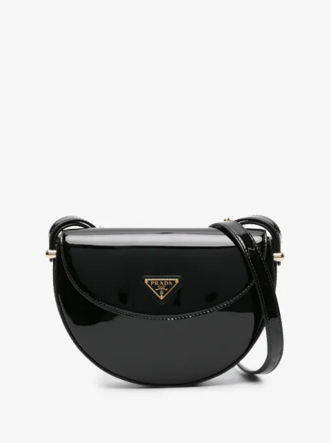 Prada лакированная сумка на плечо с логотипом