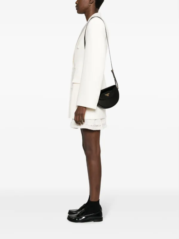 Prada triangle-logo Patent Leather Shoulder Bag | Black | FARFETCH