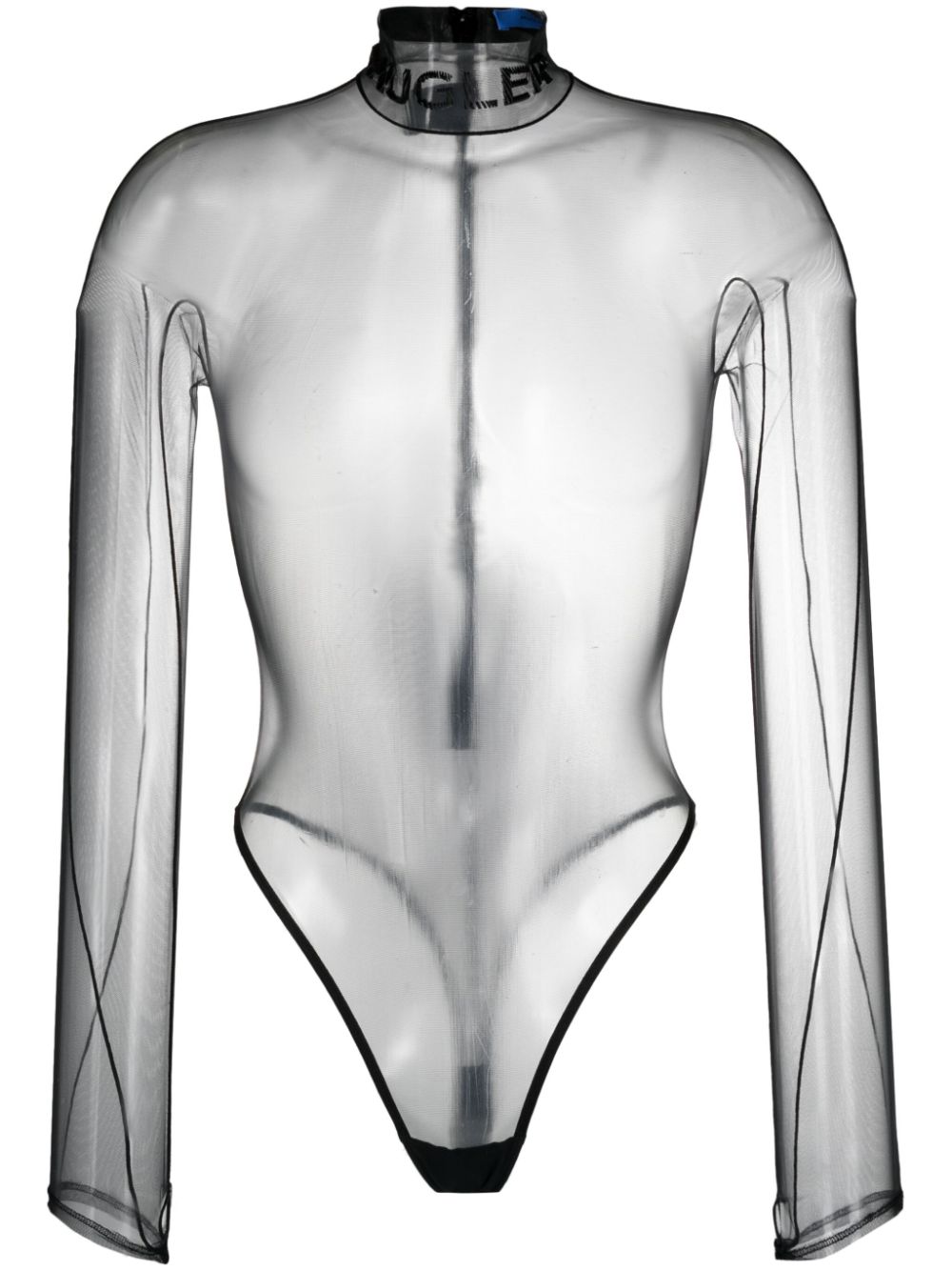 logo-embossed sheer bodysuit