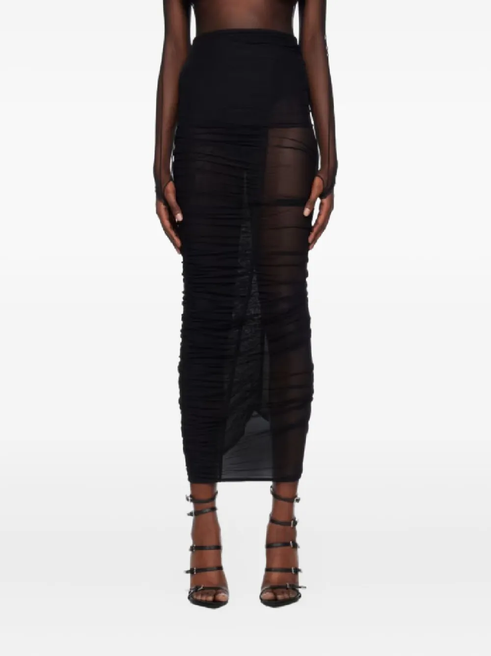 Mugler one-shoulder semi-sheered dress | Black | Image 1