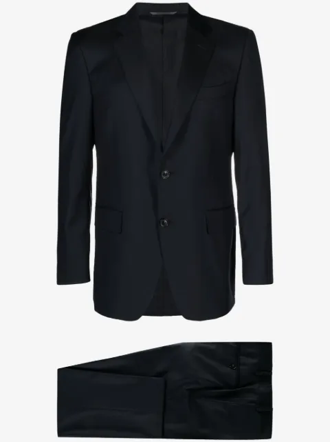 Canali peak-lapes wool single-breasted suits