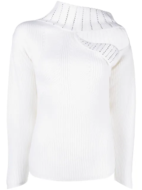 Genny rhinestone-embellishment cut-out-detail wool jumper