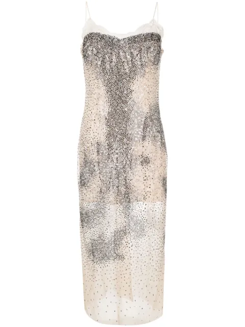 Ermanno Scervino rhinestone-embellishment lace-detail mesh dress