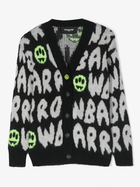 Barrow kids logo-jacquard brushed cardigan