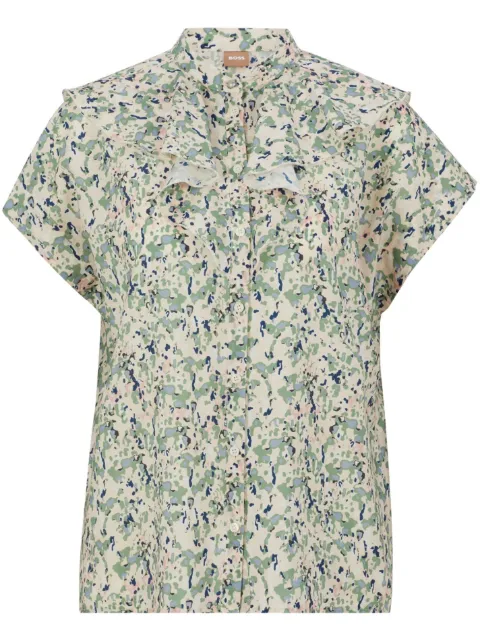 BOSS Blusa com estampa gráfica e babados