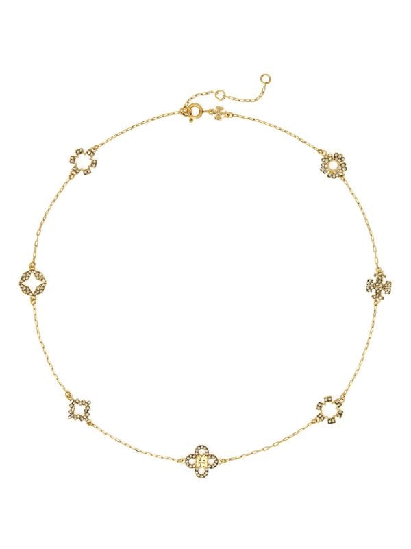 Tory Burch Kira Crystal Star Pendant Necklace in White
