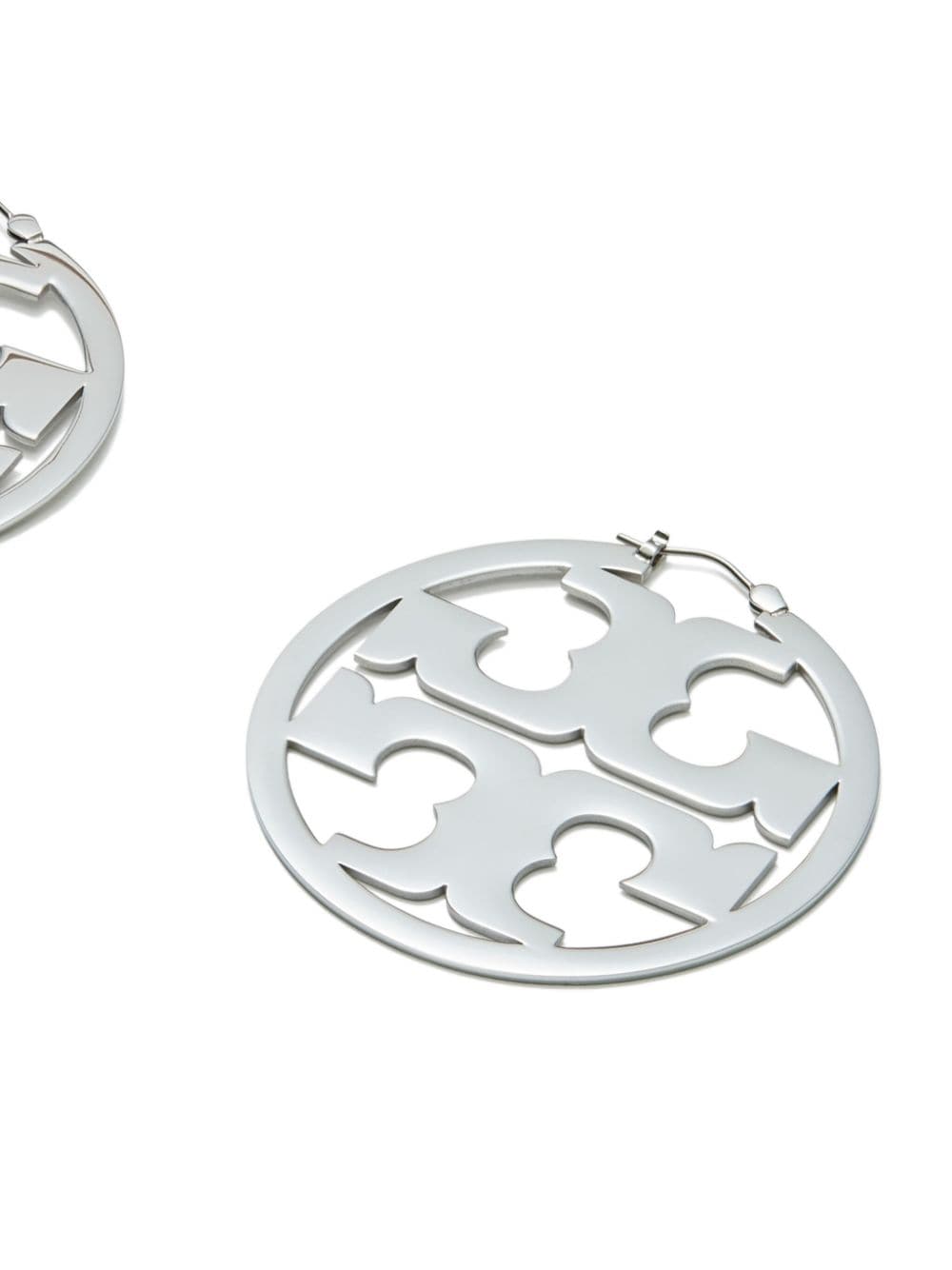 Shop Tory Burch Miller Hoop Earrings In Silver