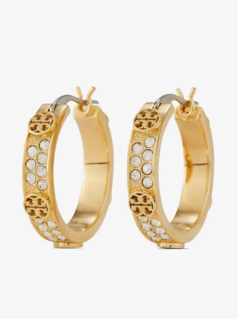 Tory Burch small Icon pavé hoop earrings