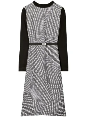 Tory Burch Sabina Contrast Collar Knit Dress - on sale Medium - Black/White