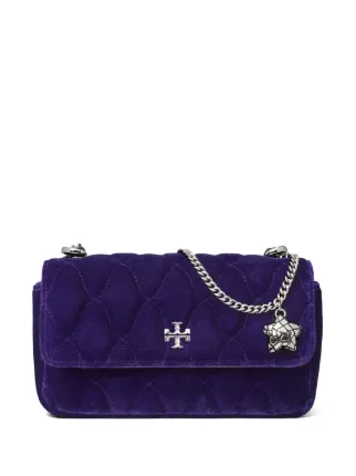 Tory Burch Mini Kira Velvet Flap Bag Blue FARFETCH