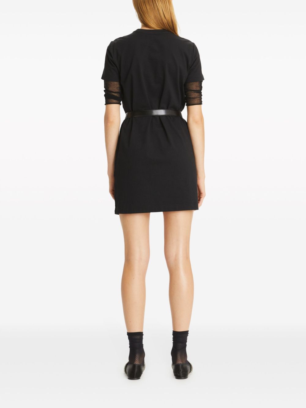 Shop Tory Burch Monogram Lace T-shirt Dress In Black