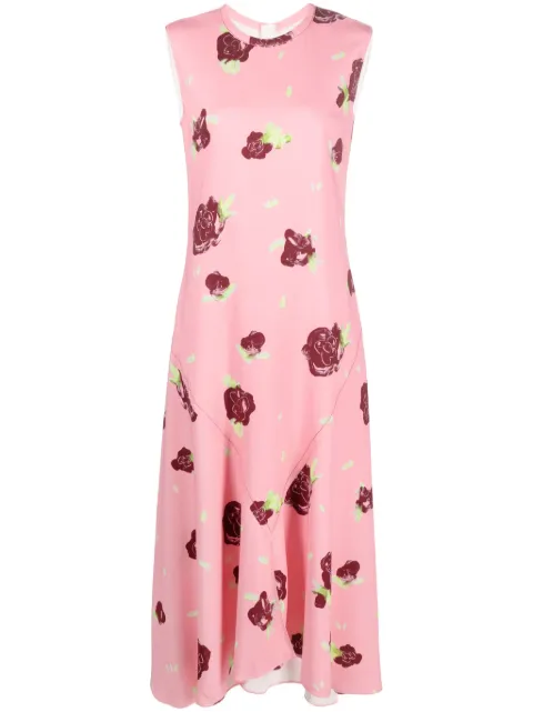 Marni rose-print midi dress