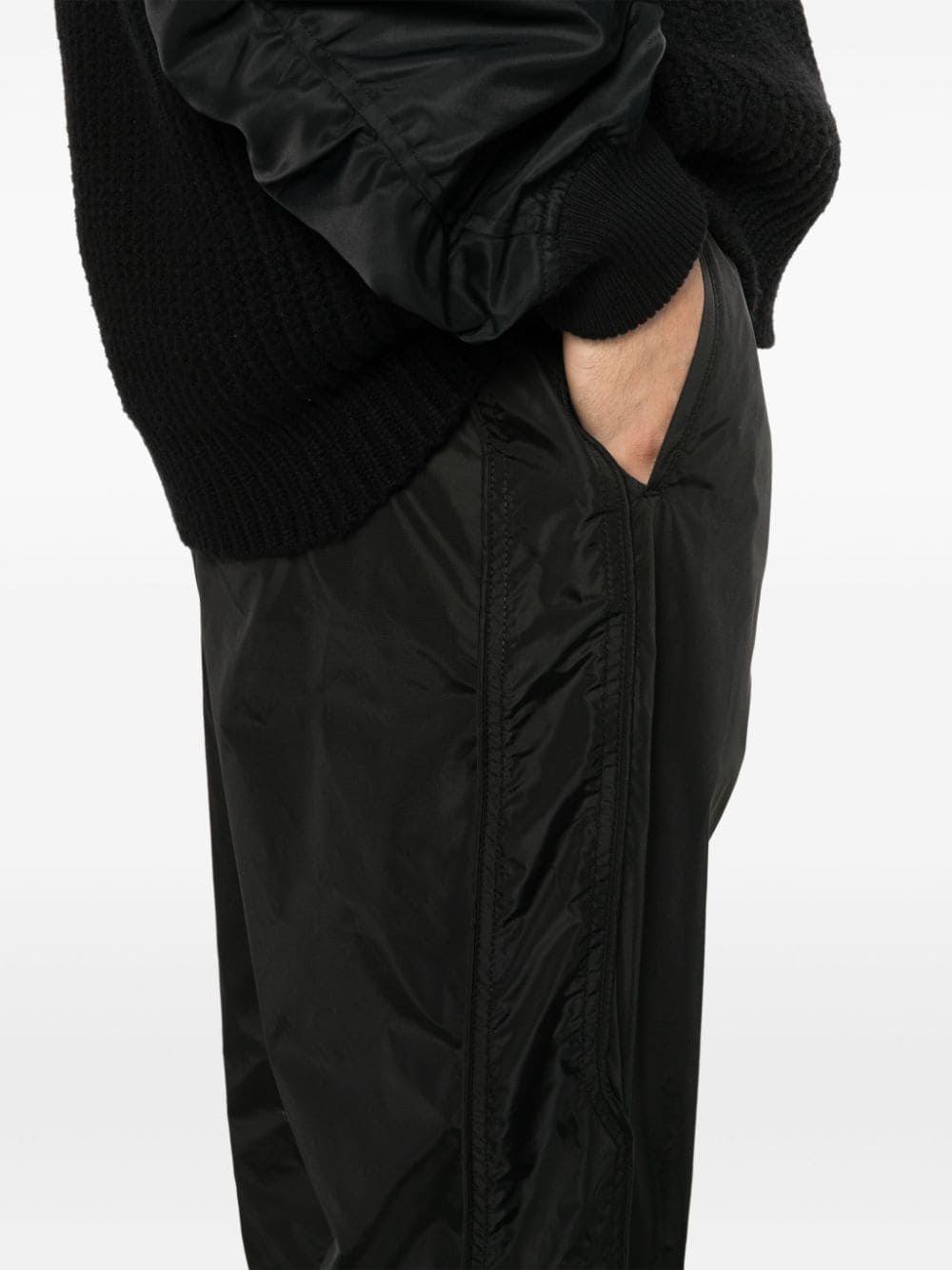 Shop Juunj Drawstring-waistband Tapered-leg Trousers In Black