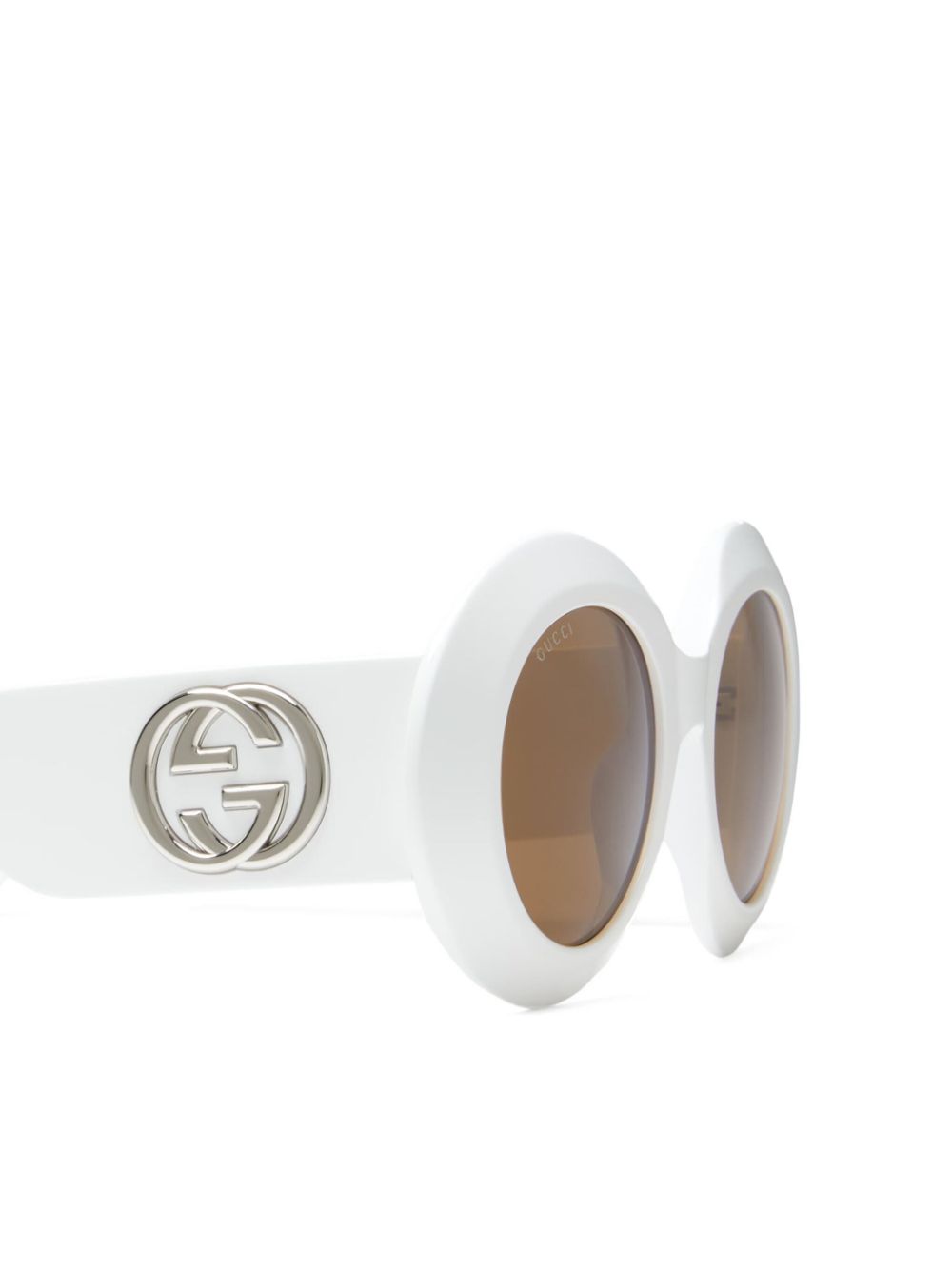 Shop Gucci Interlocking G Round-frame Sunglasses In White