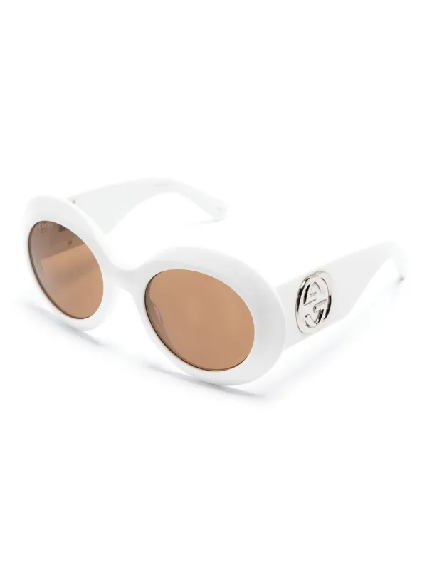 Gucci Eyewear Interlocking G oversize frame sunglasses women Acetate One Size White