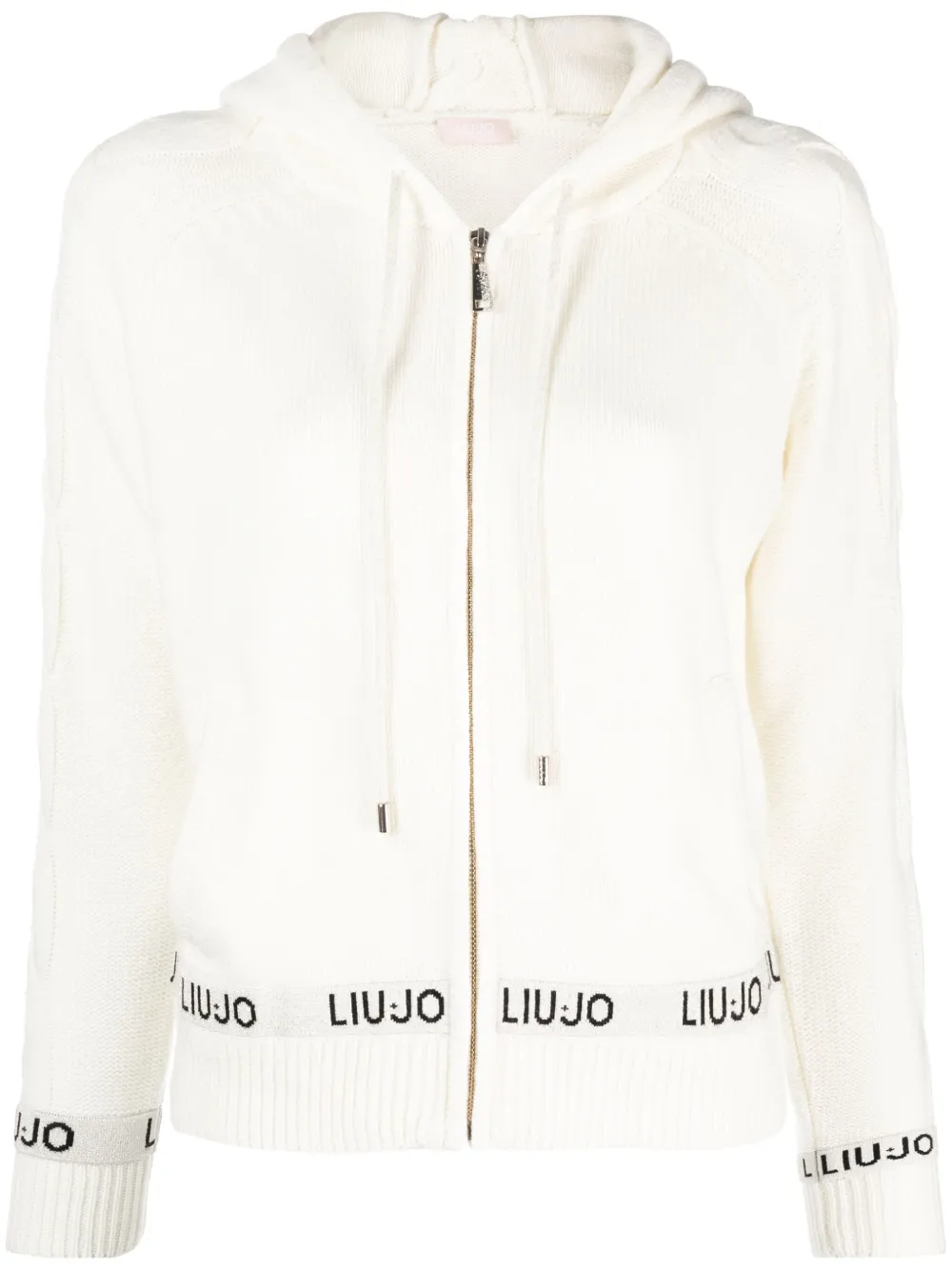 Liu •jo Long-sleeve Hooded Cardigan In Neutrals