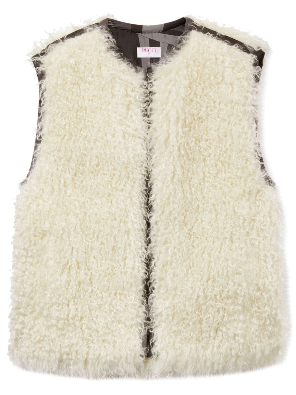 Pucci Iride-print Faux-shearling Gilet In White