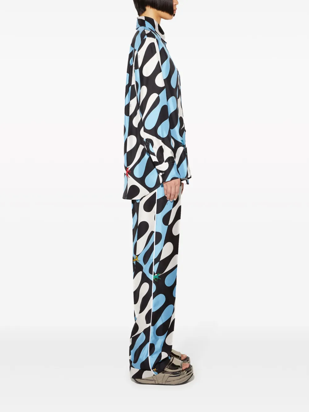 Pucci Hemd Aus Seide Mit Leocorno-print In Blau