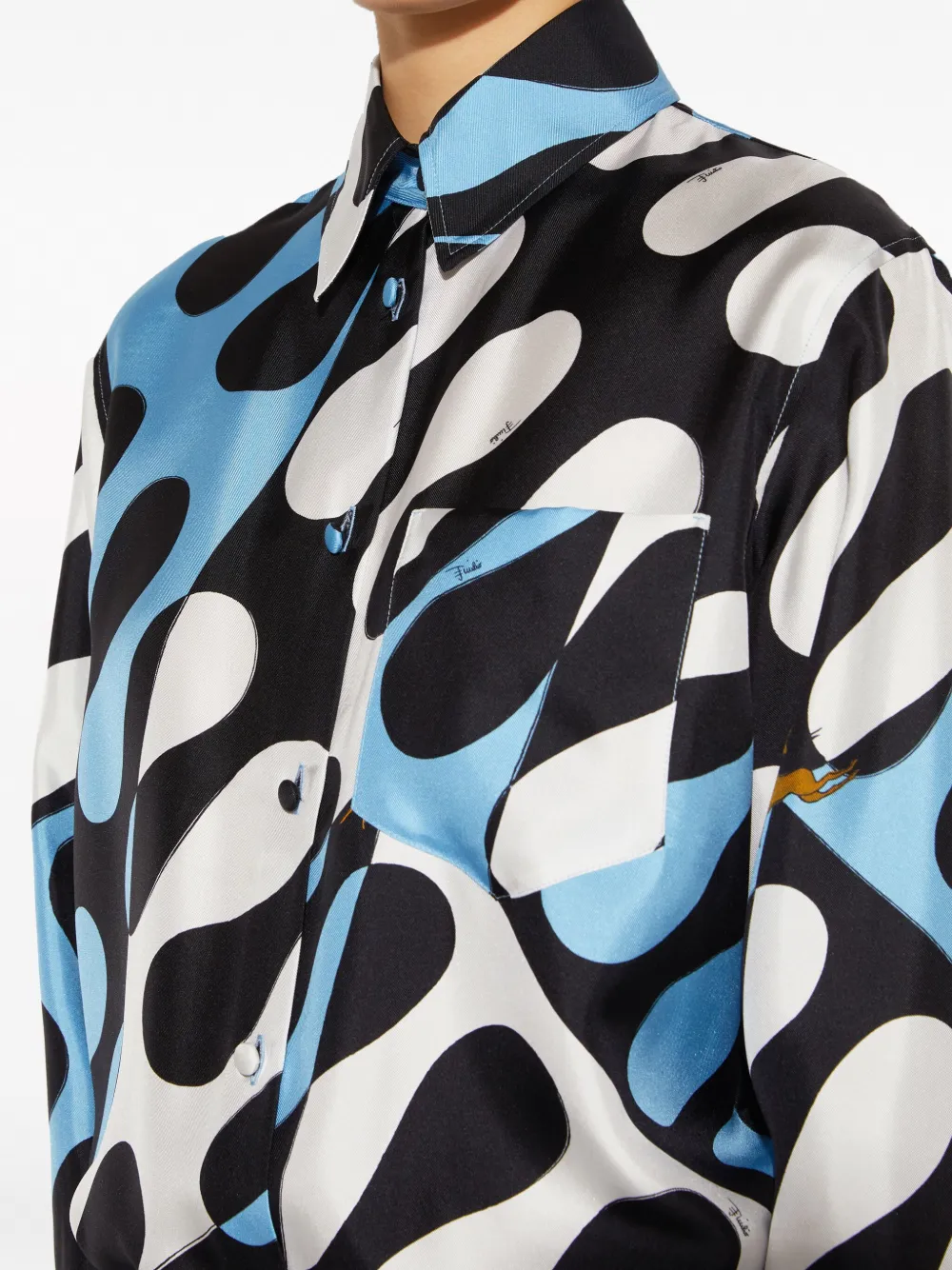 Pucci Hemd Aus Seide Mit Leocorno-print In Blau