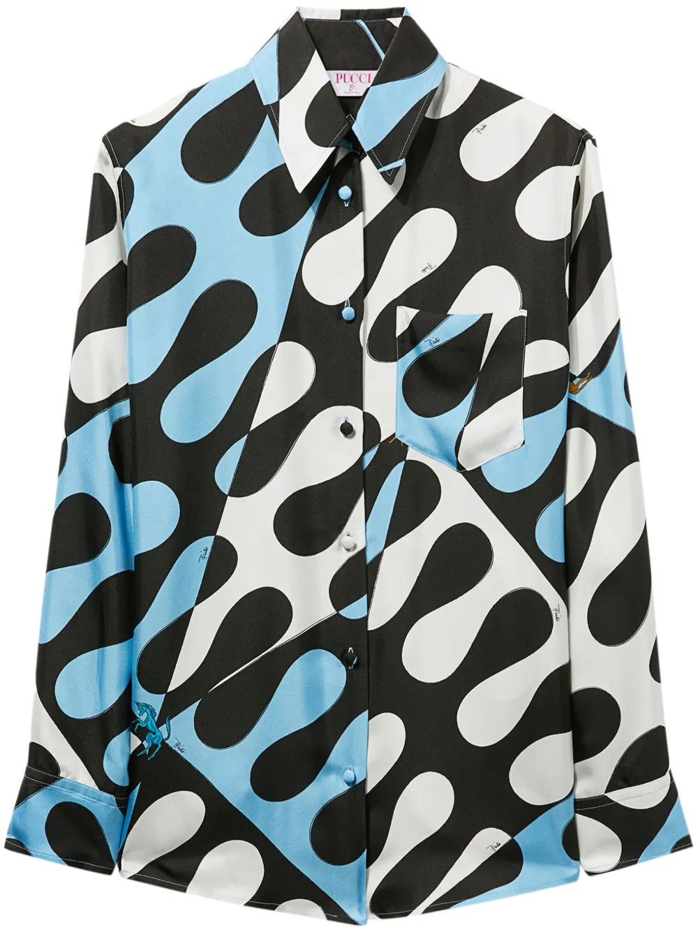 PUCCI Leocorno-print silk shirt | Blue | Image 1