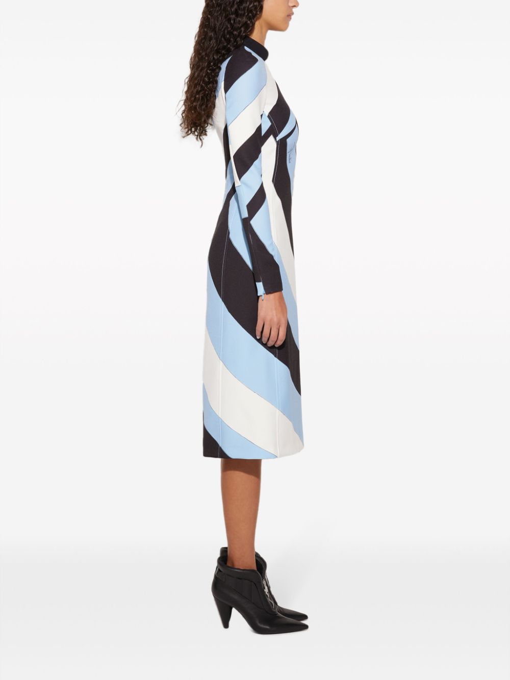 Shop Pucci Iride-print Midi Dress In Blue