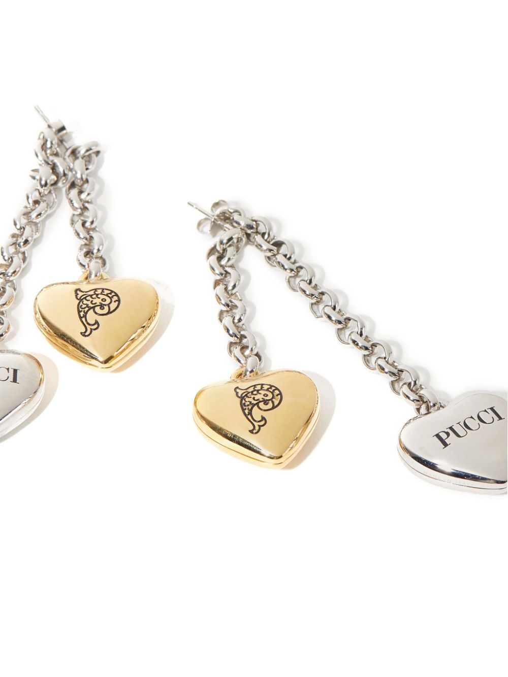 Shop Pucci Heart-charm Drop Earrings In Silver