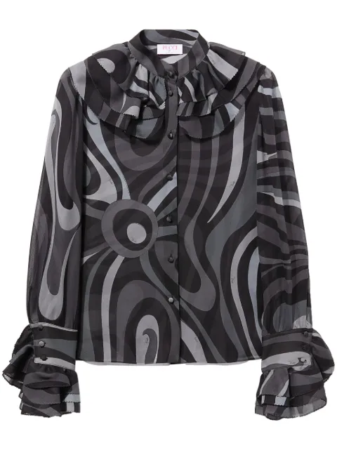 PUCCI camisa de seda con estampado Marmo