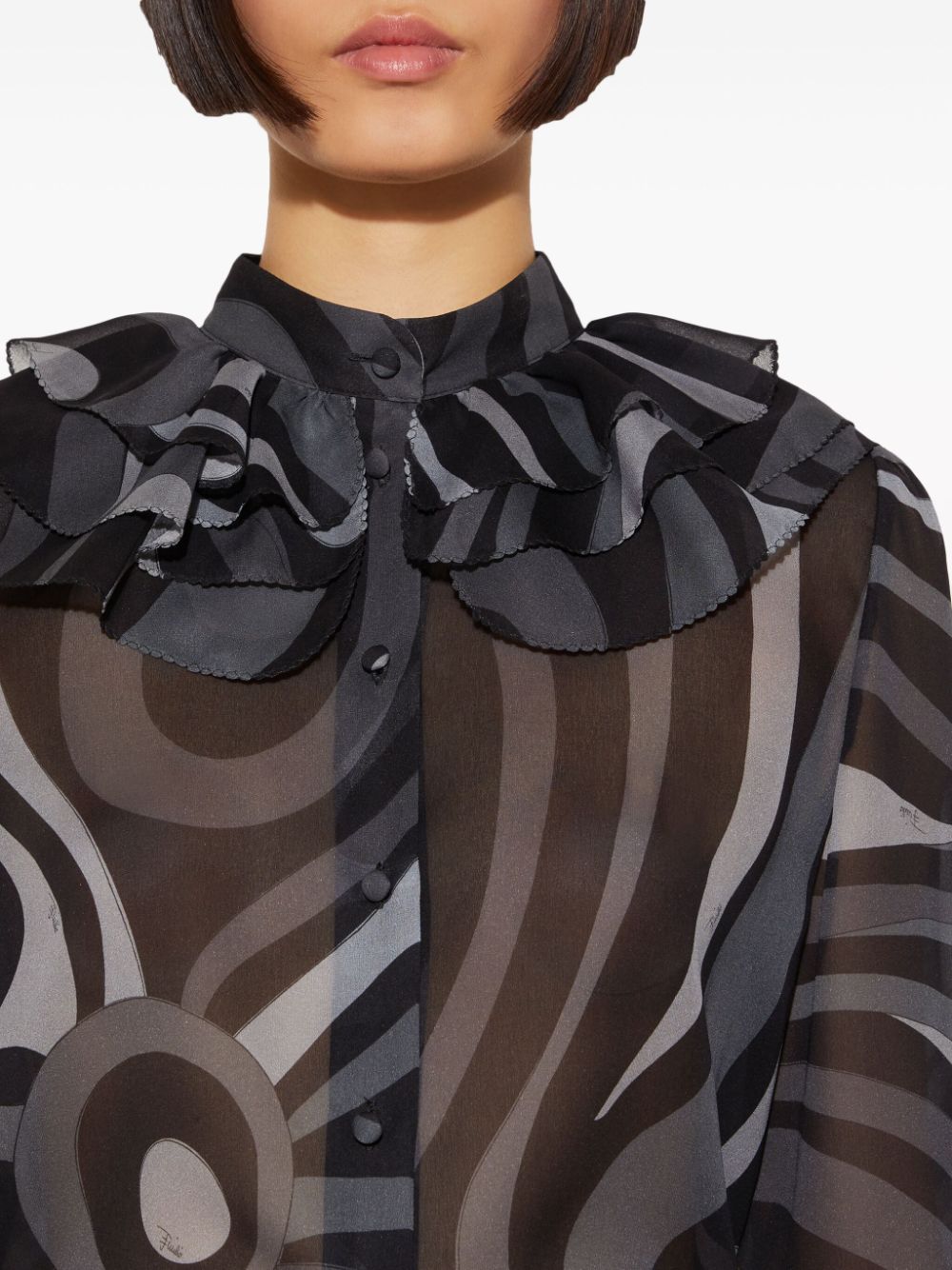 Shop Pucci Marmo-print Silk Shirt In 黑色
