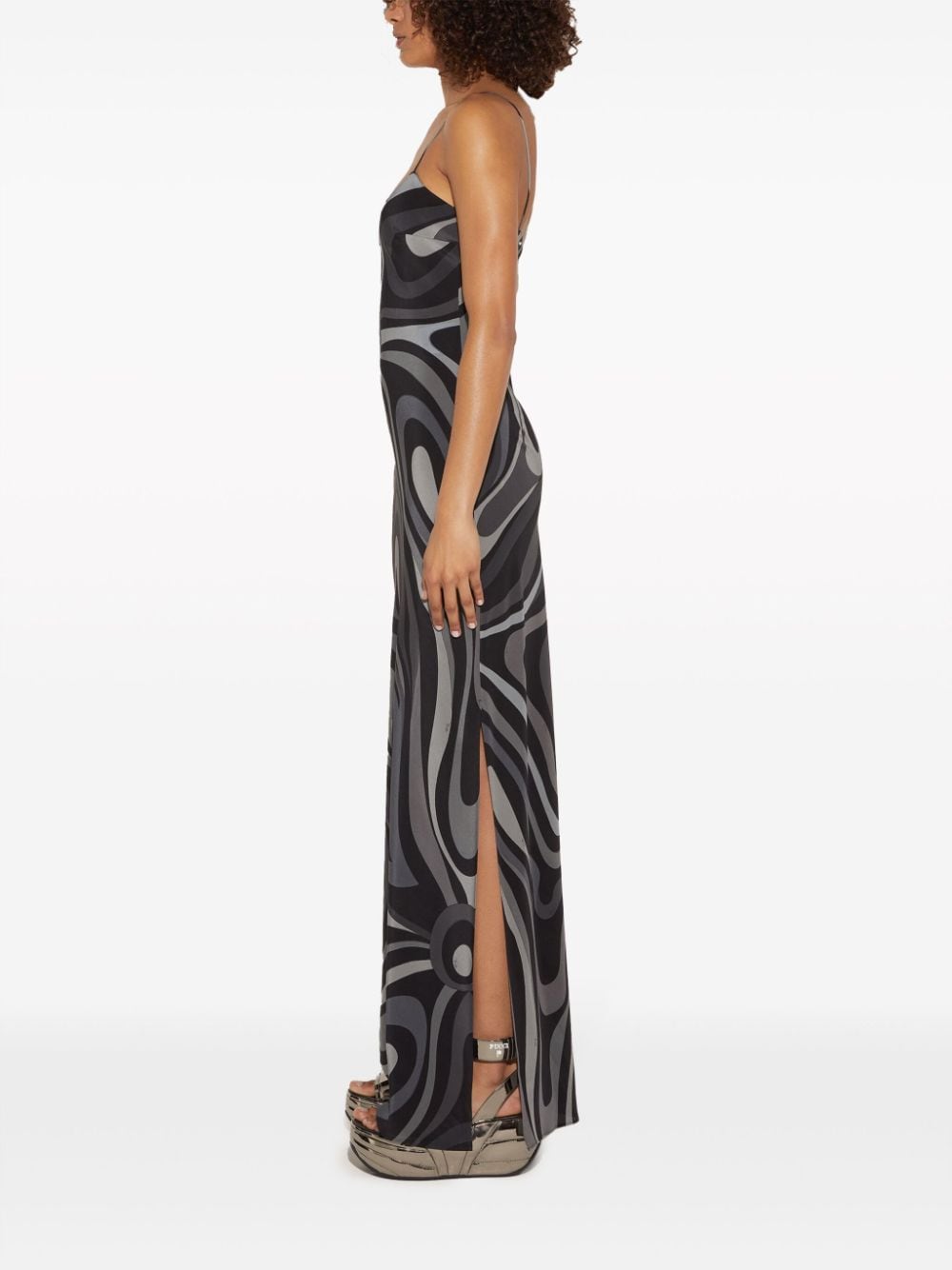 Shop Pucci Marmo-print Silk Dress In Black