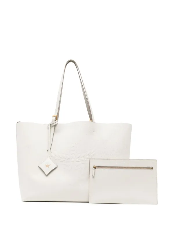 MCM Large Himmel Leather Tote Bag | White | FARFETCH