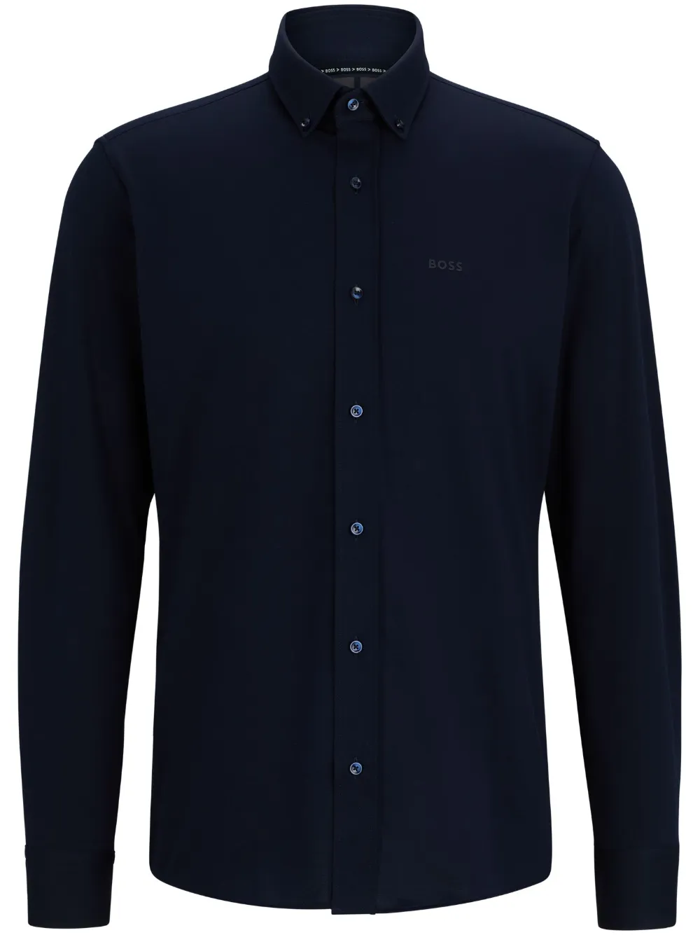 BOSS Jersey overhemd met logoprint Blauw